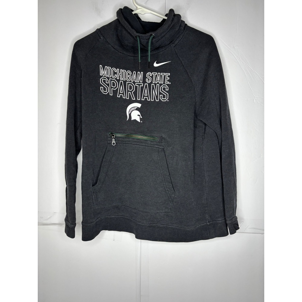 Nike Michigan State Spartans Hoodie Mens Black Green Funnel Neck Sweatshirt‎